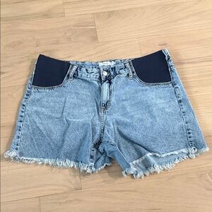 Denim Women's Pregnancy Shorts with Black Accents